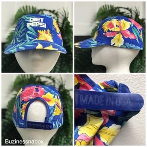 Vtg Diet Pepsi Floral Hawaiian Hat